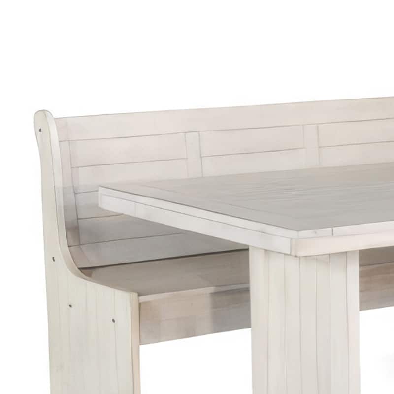 Sime 4pc Breakfast Nook Set, Dining Table and Corner Bench, White