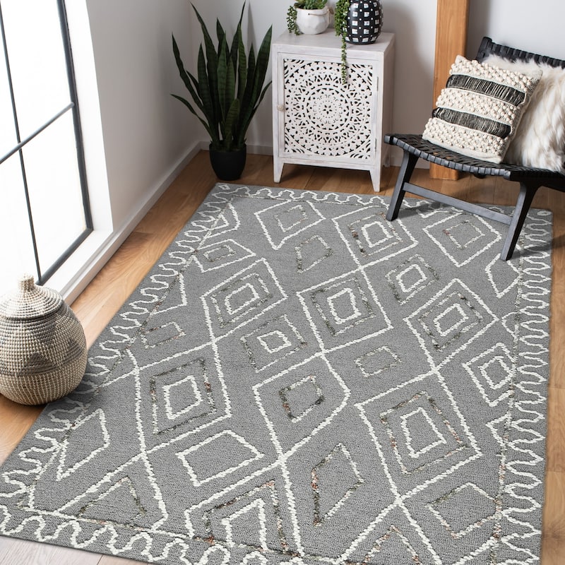 Bakari Tania Hand-Hooked Wool Area Rug - 8' x 10' - Dark Grey