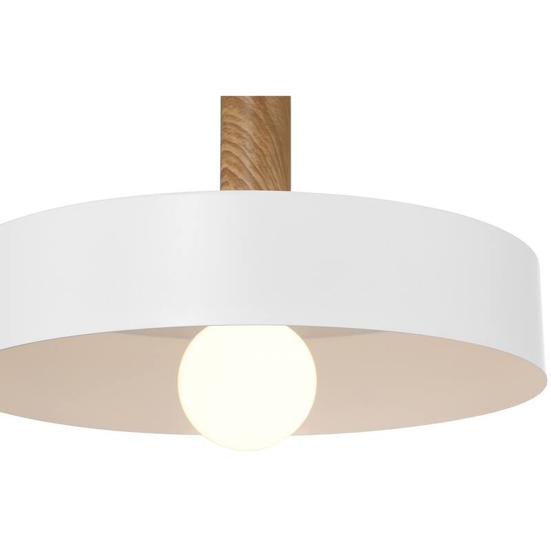 Access Lighting Slate 1 Light Pendant - White with Natural Wood Grain Finish