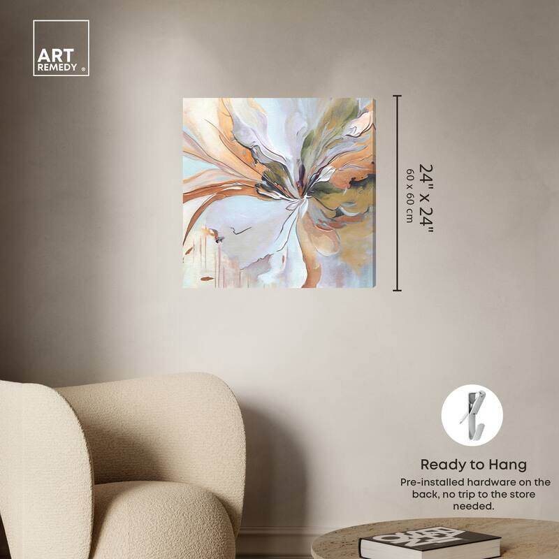 Art Remedy Golden Aesthetic Gallery Wrapped Boho Abstract 1 Piece Canvas Wall Art