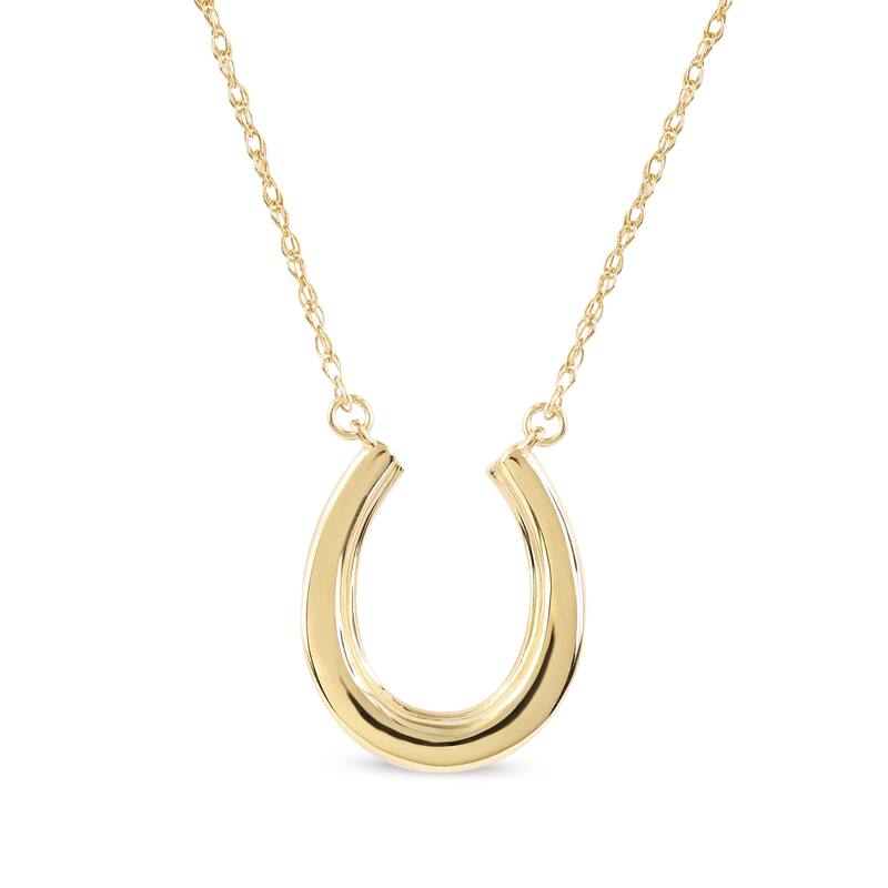 10K Gold 1/6ct TDW Diamond Horseshoe Pendant Necklace for Women