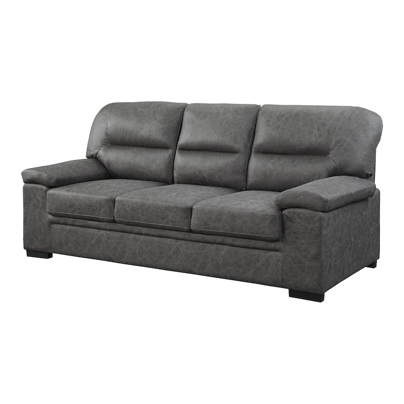 Gian 83 Inch Sofa, Dark Gray, Microfiber, Pillow Top Armrests, Solid Wood