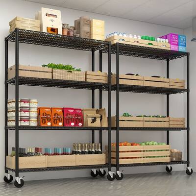 Heavy Duty Storage Adjustable Metal Shelves 55.12" W Wire Shelving Unit with Wheels 3200LBS NSF