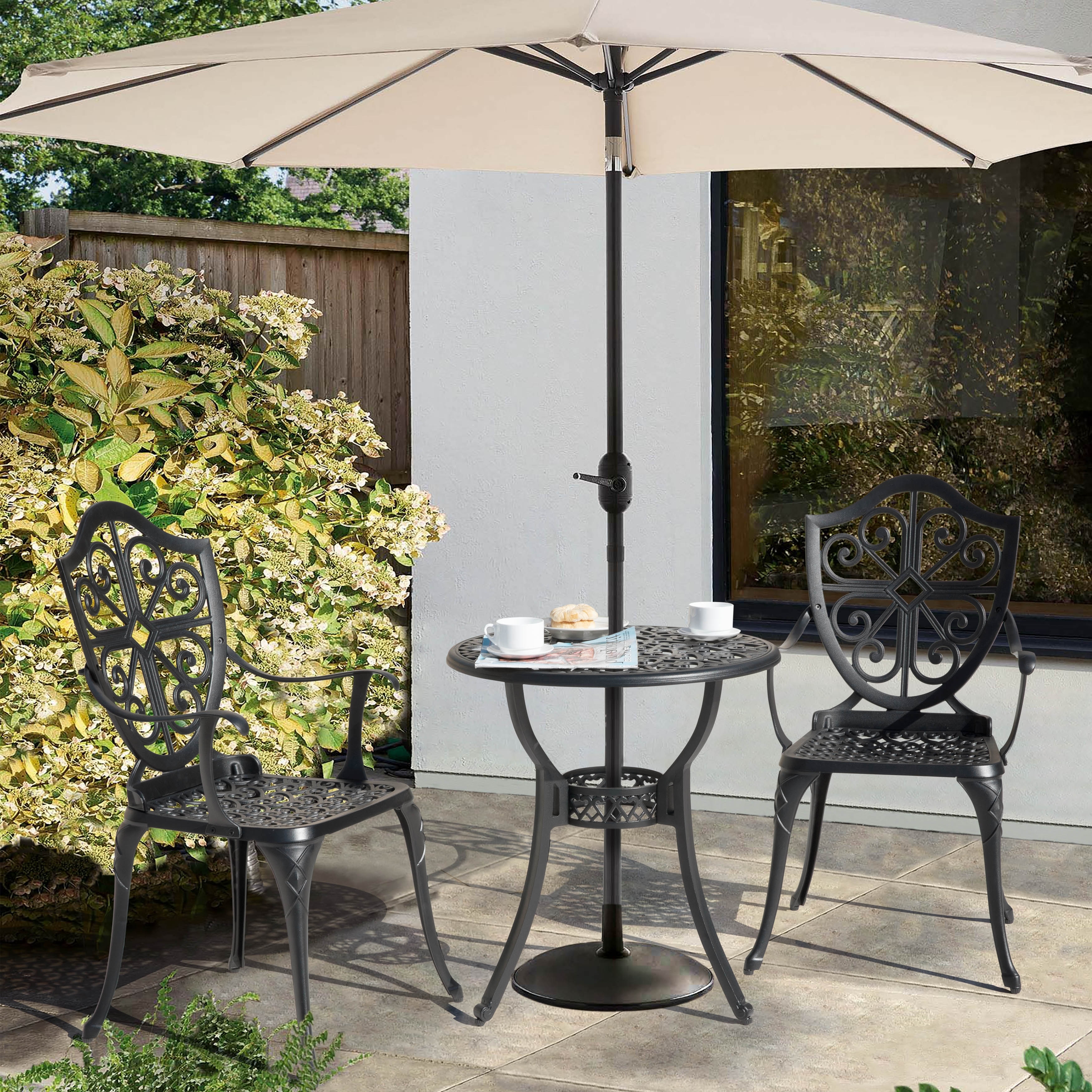 3-piece patio set with umbrella hole Outdoor Cast Aluminum 1.97" tighten it up and youve got a shaded place to dine Amazon.com: Withniture Bistro Set 3