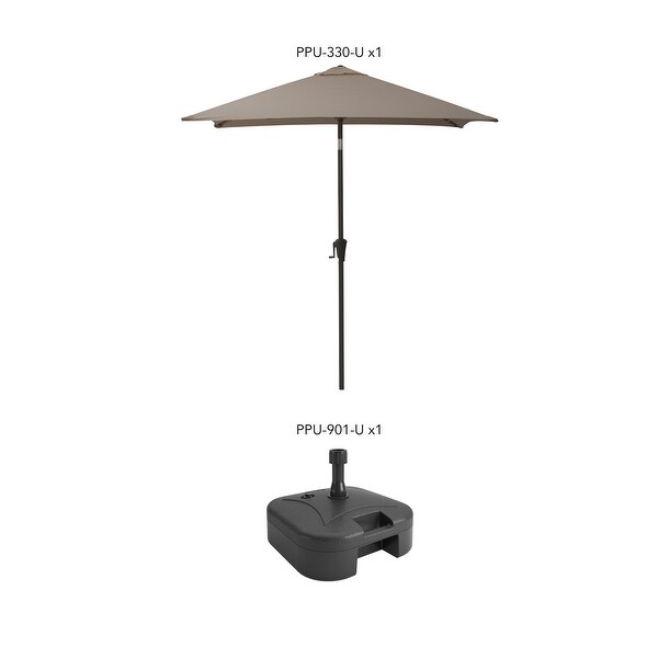 grey patio umbrella with base