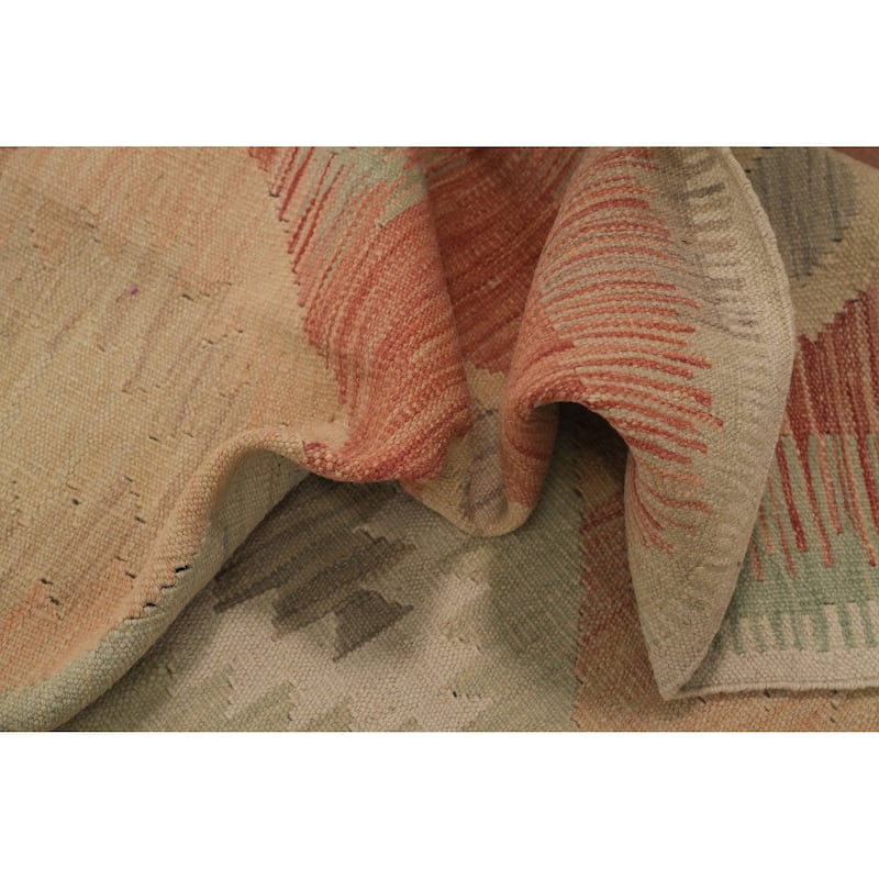 Hand Woven Oriental 100% Wool Carpet Southwestern Tribal Oranges & Rust Kilim Area Rug - 7' 10'' X 4' 9''