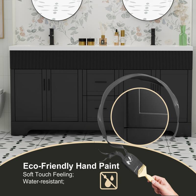 Modern 24"/30"/36"/48" Wave-Line Bathroom Vanity Set with Sink & Faucet