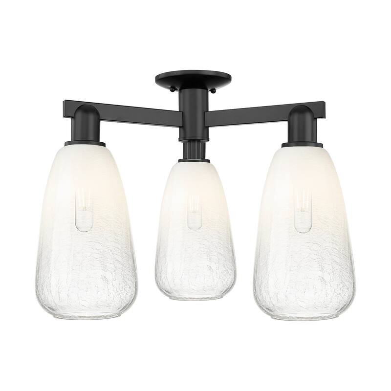 Innovations Lighting 716-3F-15-24 Brookhaven Almond Semi-Flush - Matte Black / Opal