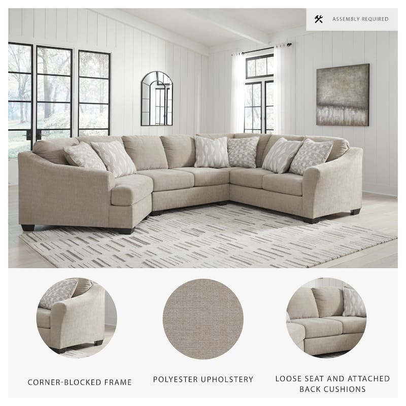 Signature Design by Ashley Brogan Bay Beige 3-Piece Sectional with Cuddler
