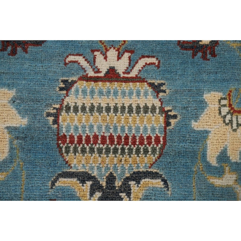 Light Blue Oushak Runner Rug Handmade Transitional Wool Carpet - 2'9" x 9'9"