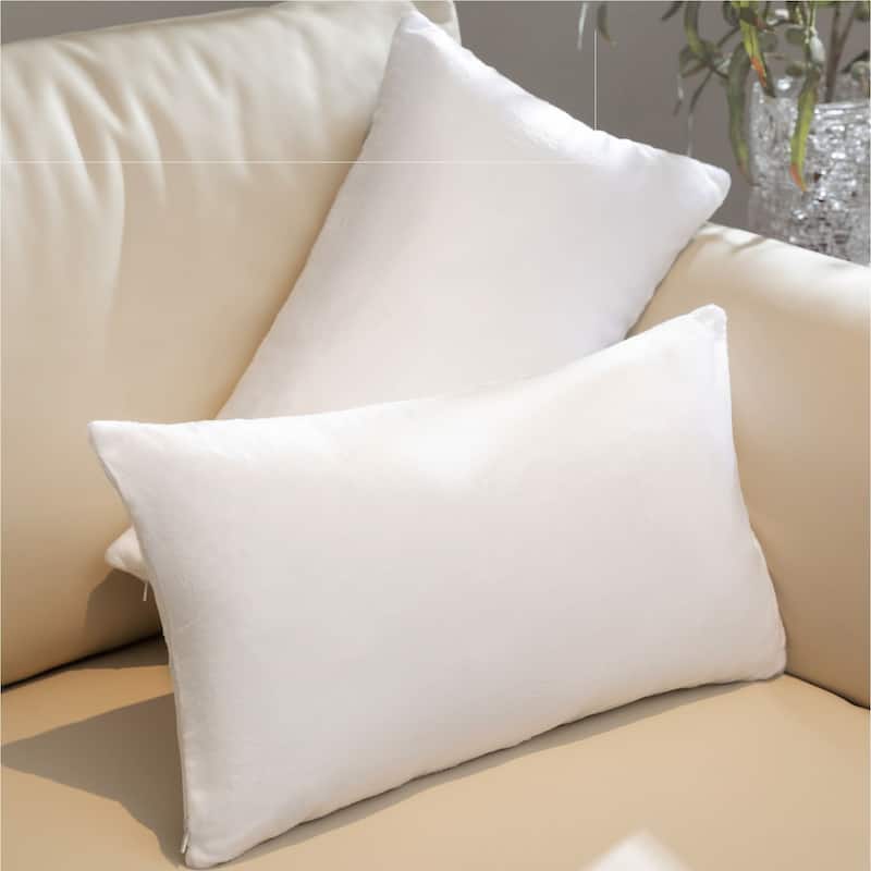 Cheer Collection Set of 2 Hollow Fiber Filled Couch Pillows - 12x20 - White