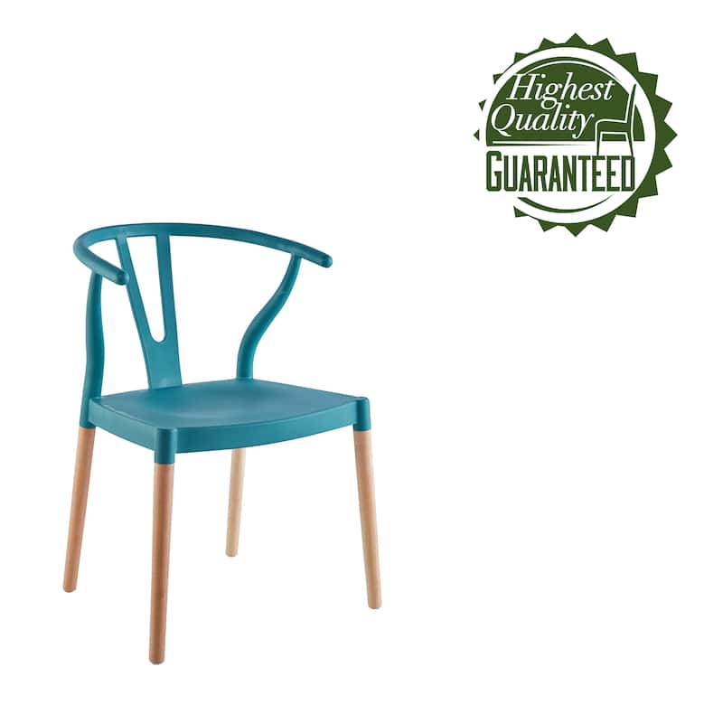 Porthos Home Lyra Plastic Dining Chairs with Beechwood Legs, Set of 2