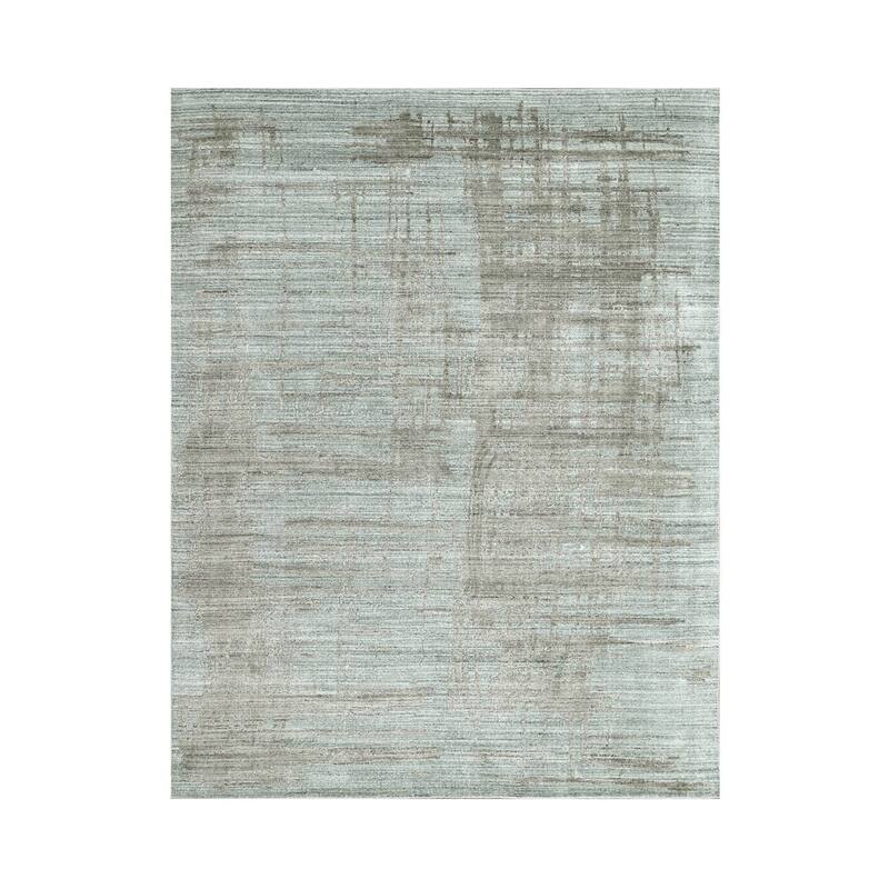 Hand Knotted Textured Gray Tibetan Wool Modern Oriental Area Rug - 8' x 9' 11''