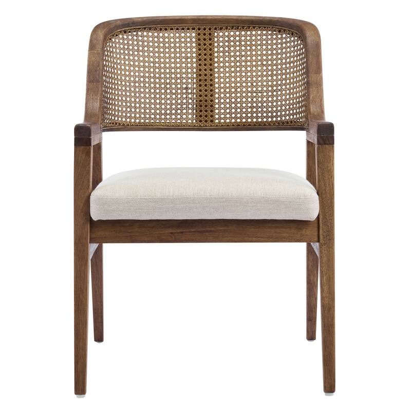 Christopher Knight Home - Mid-Century Modern Upholstered Cane Back Dining Chairs with Rubberwood Frame