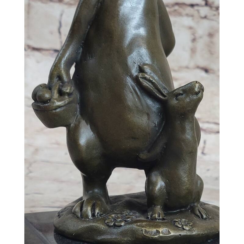 Easter Bunnies Imitative Rabbits Bunny Imitative Rabbit Holding Basket Of Eggs Bronze Sculpture Art