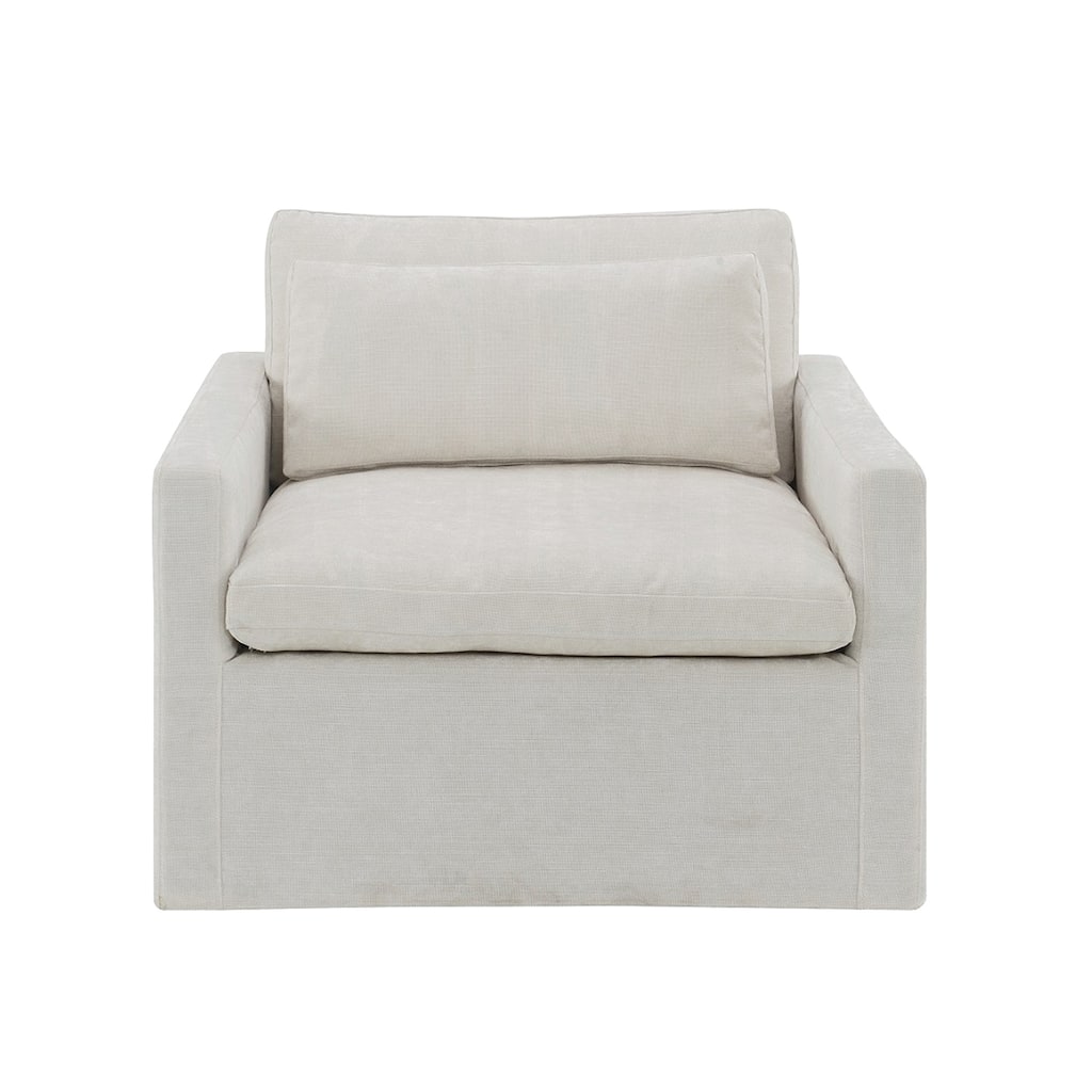 Upholstered Swivel Chair with Pillow