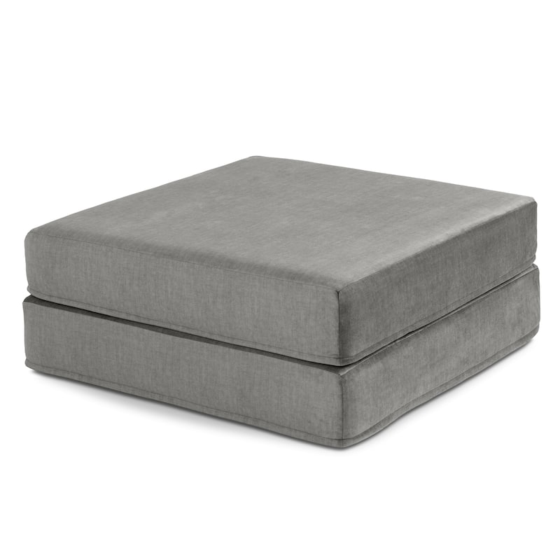 Jaxx Unsofa Modular Convertible Sectional Sofa with Fold Out King Sleeper Bed - Ottoman. - Performance Microvelvet Elephant Dark Grey