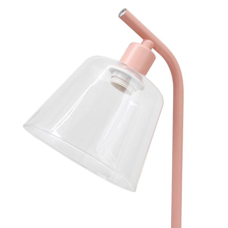 Angled Desk Lamp with Clear Ribbed Glass Shade - 15.75" - Pink
