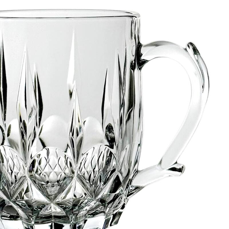 13 oz. Crystal Clear Flower Patterned Glass Mugs for Hot and Cold Beverages