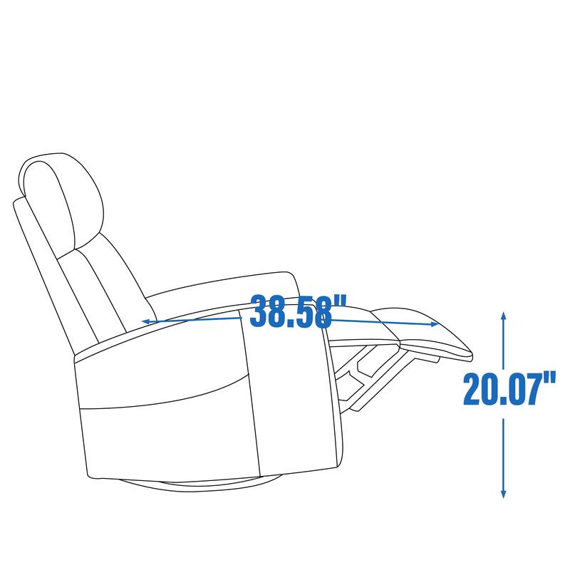 Heat Massage Manual Recliner Chair with Rocker and Swivel in Fabric for Living Room