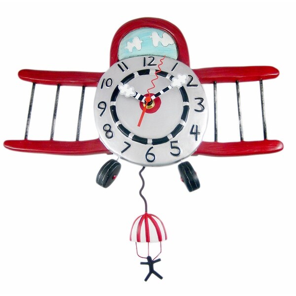 Allen Designs Sunny Skies 壁掛け時計 ※ジャンク品 Allen Designs Airplane Jumper Pendulum Wall Clock - 13 X 13 X 2