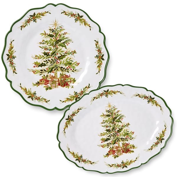 slide 2 of 5, Certifed International Holly Tree Melamine 2pc Platter Set