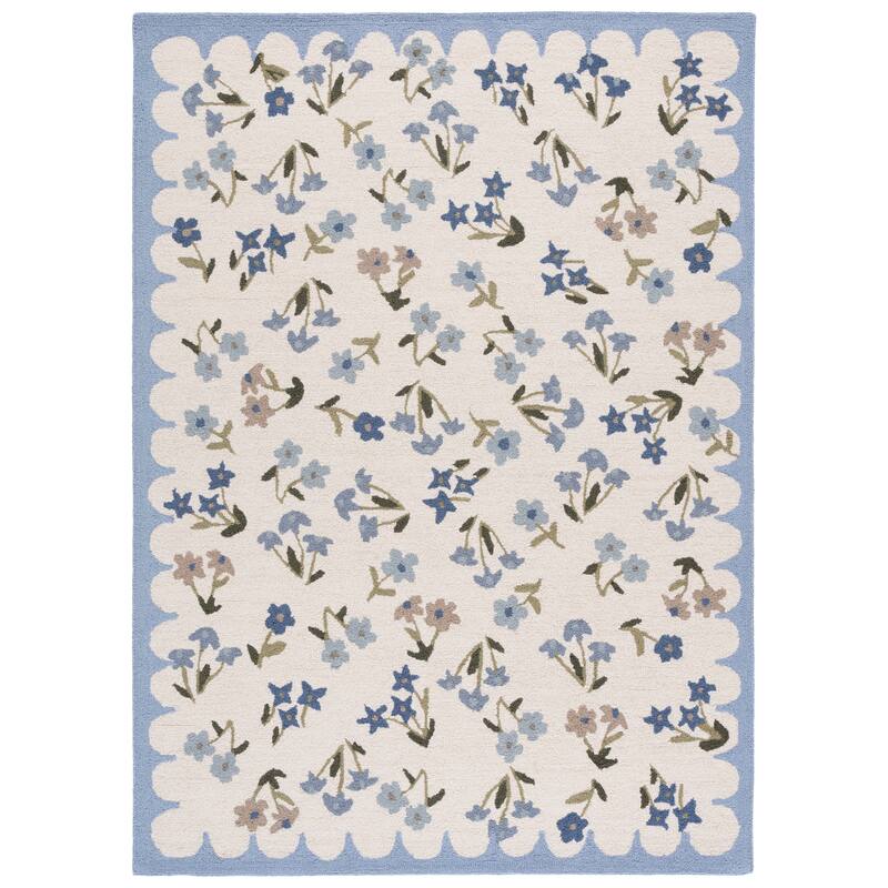 Martha Stewart by SAFAVIEH Handmade Kaidy Wool Rug - Ivory/Light Blue - 6' Square
