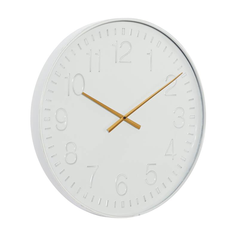 Metal Round Wall Clock - White - Roche River Decor - 2"W x 24"L x 24"H
