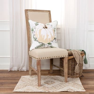 Rizzy Home Ivory/Green Screen Printed Pumpkin Throw Pillow
