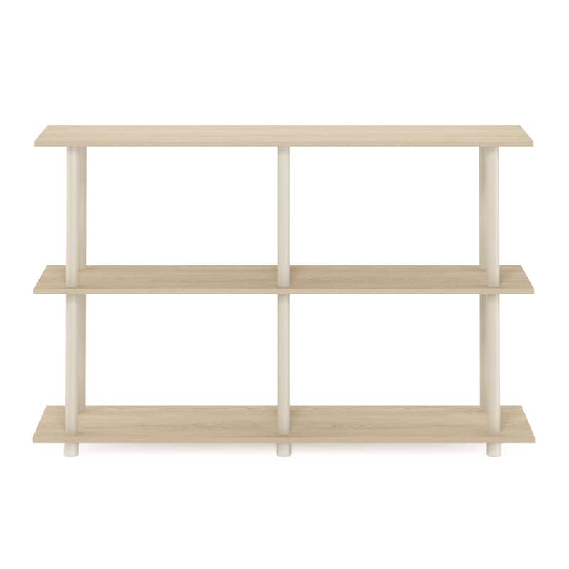Furinno Turn-N-Tube No Tools 3-Tier Modern Rectangle Side Display Rack, Bauhaus Oak/Beige