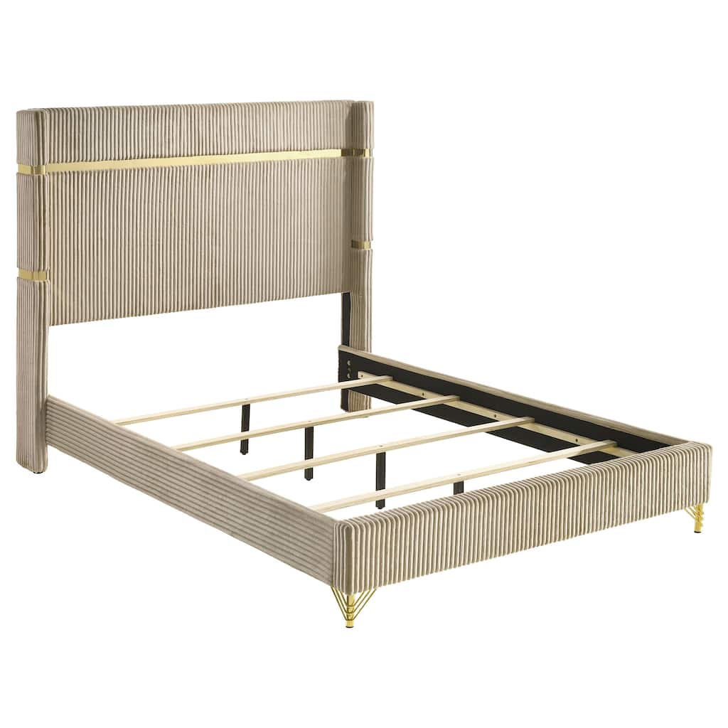 Lucia 61-inch Upholstered Eastern King Wingback Bed