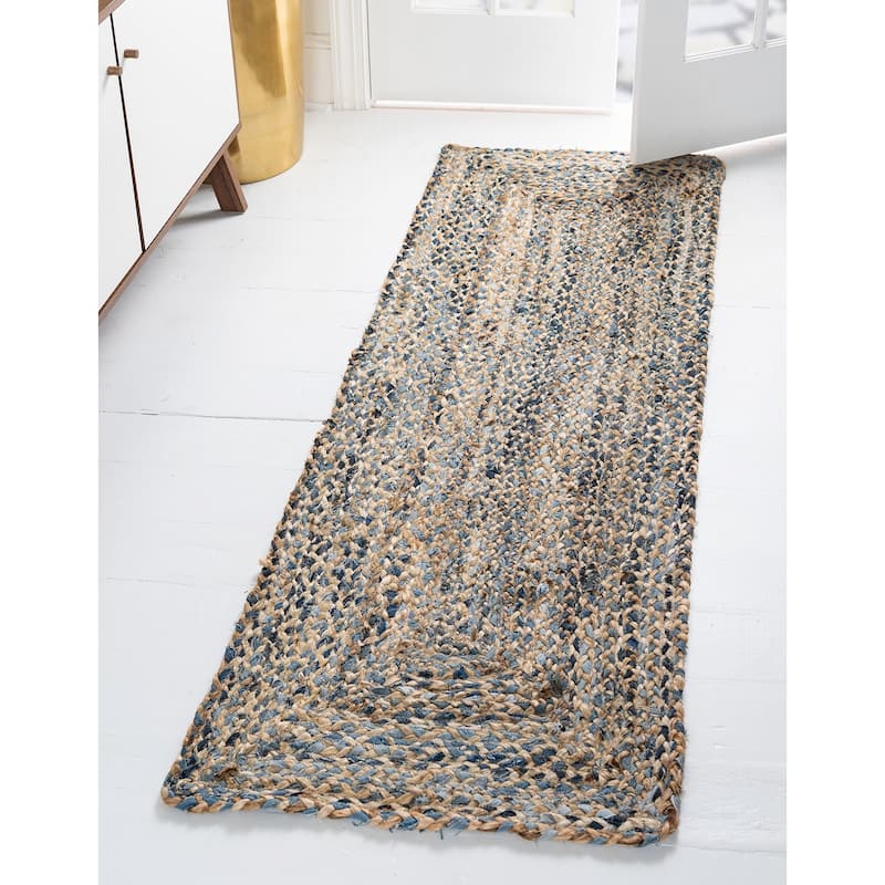 Braided Slin Collection Area Rug - 2'2"x8' - Blue