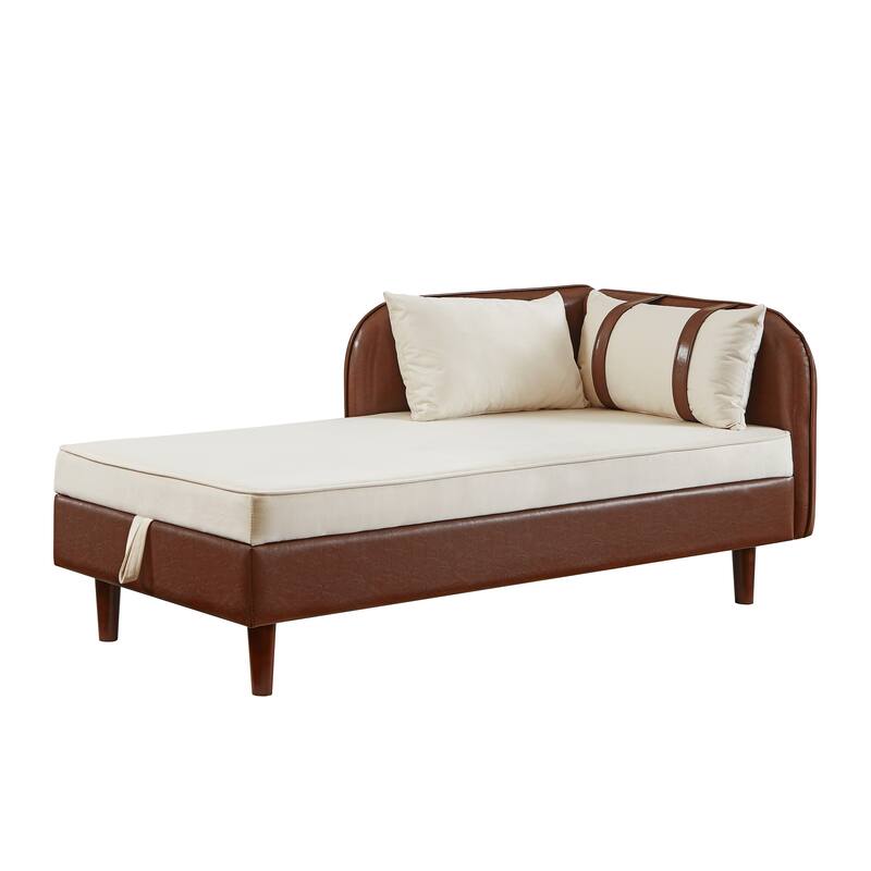Roomfitters 65" Storage Chaise Lounge Sofa, Modern Indoor Daybed with Wooden Legs for Bedroom Living Room