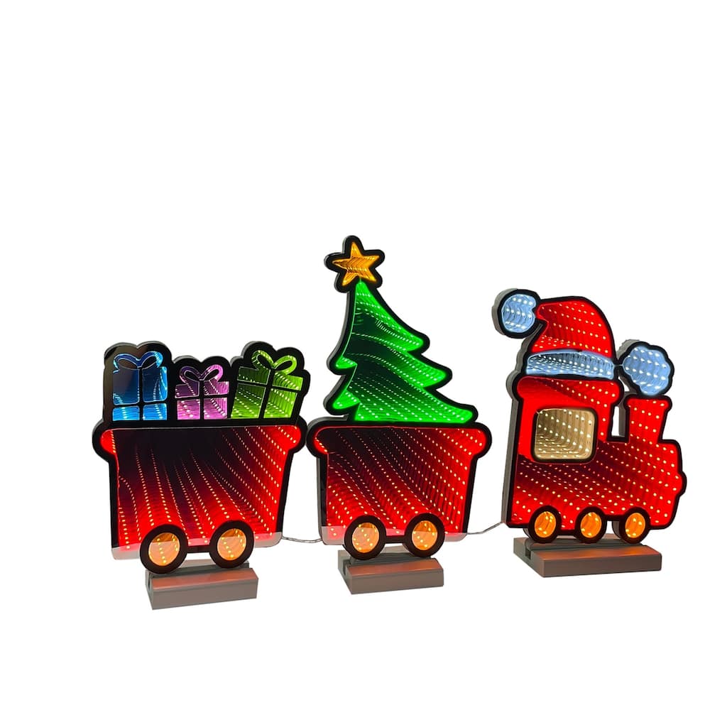 LED Lighted 3D Locomotive Christmas Infinity Mirror - 28"