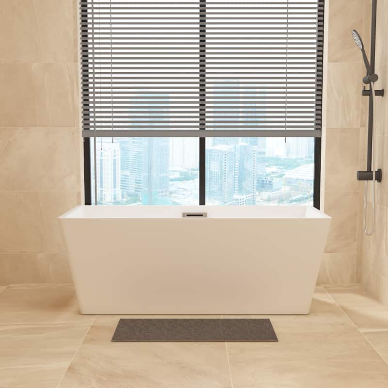 55''/59''/67'' Freestanding Bathtubs, Acrylic Soaking Bathtubs, Modern Spa Deep Soaking Tubs with Overflow & Drainer - 67''X29''X23