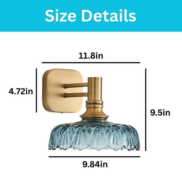Vintage bulb light glass wall sconce blue bedroom light - N/A