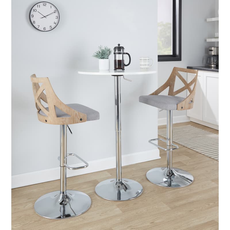 The Gray Barn Charlotte Adjustable Bar Stool with Rounded Rectangular Footrest (Set of 2)