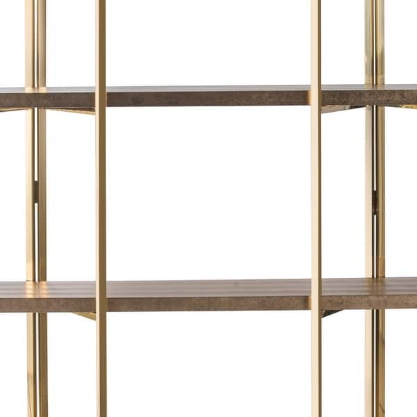 71 Inch Modern Shelving Unit, Stainless Steel, 4 Shelves, Gold, Gray