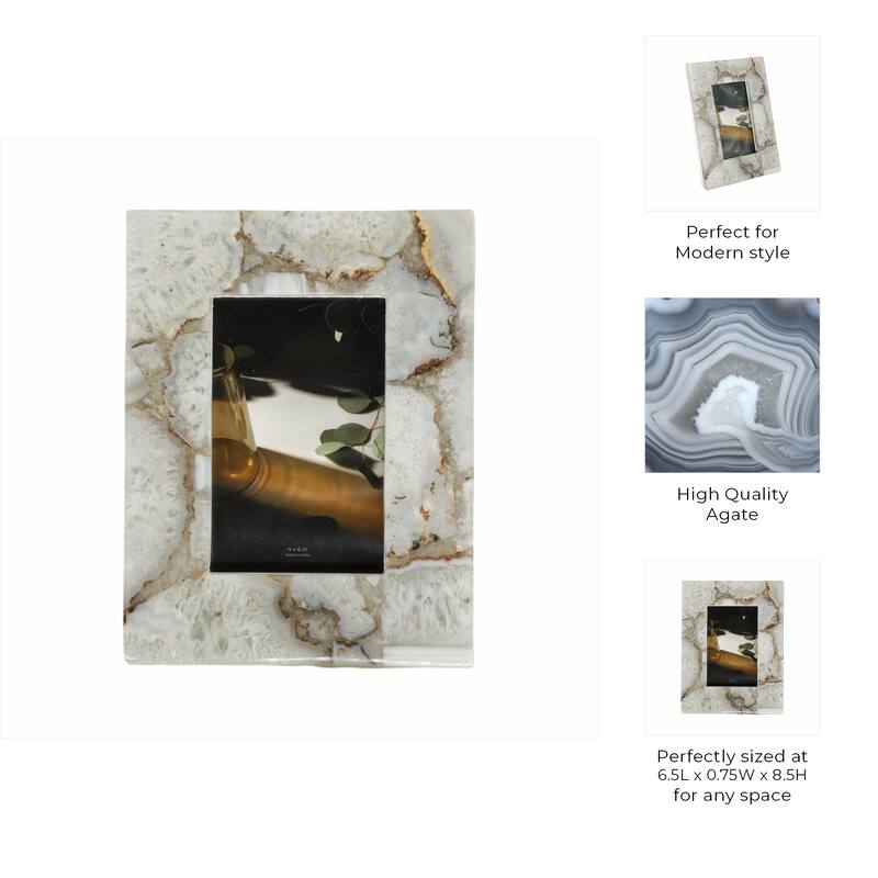Stone Agate Decorative Frame Accents Modern Glam Style Sleek Display