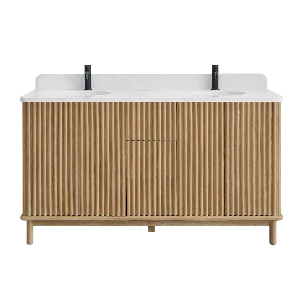 Miseno MV-SEOU60M-GWT Seoul 60" Free Standing Double Basin Vanity Set