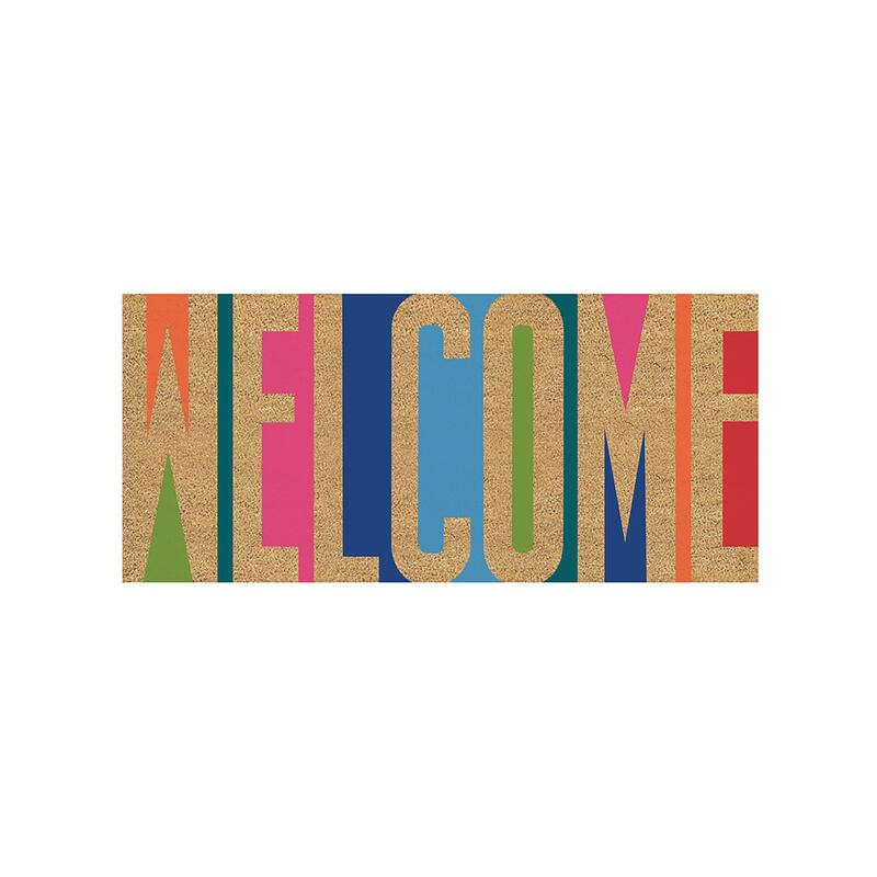22 in. x 10 in. Welcome Flocked Sassafras Coir Switch Mat
