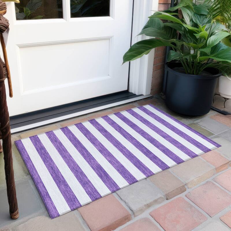 Alnari Stripe Weather Resistant Classic Meets Modern Outdoor Rug
