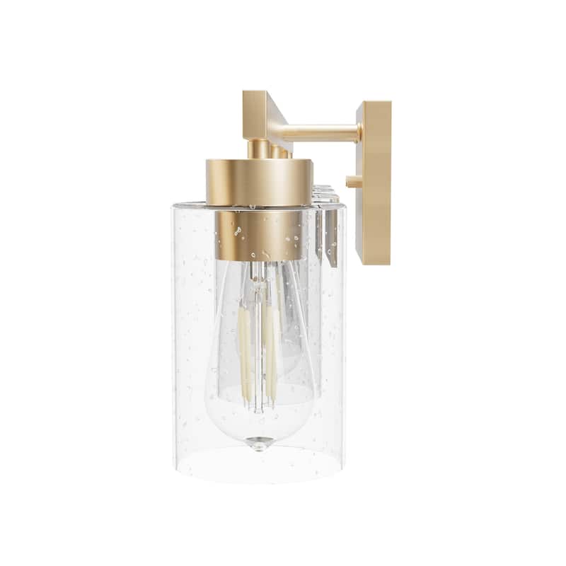 Hunter Hartland Bathroom Vanity Wall Light, Damp Rated - Transitional, Rustic, Contemporary - Clear Seeded Glass