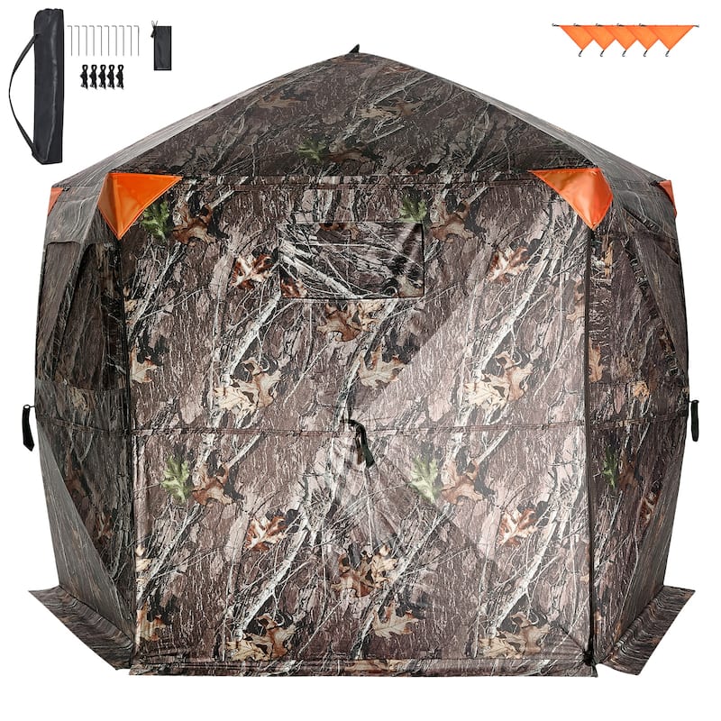 Hunting Blind Portable Resilient Hunting Tent for Turkey and Deer Hunting - 84-inch pentagonal window + mesh