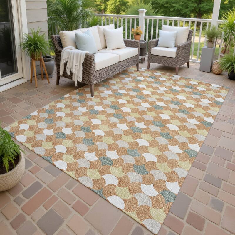 Machine Washable Indoor/ Outdoor Modern Osage Chantille Rug - Copper - 5' x 7'6"