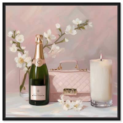 Pink Purse Champagne and Candle Canvas by Art Remedy