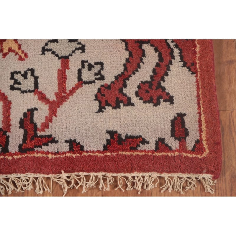 Animal Pictorial Ziegler Runner Rug Hand-Knotted Beige Wool Carpet - 2'6"x 8'1"