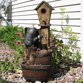 Sunnydaze Birdhouse Garden Watering Fountain