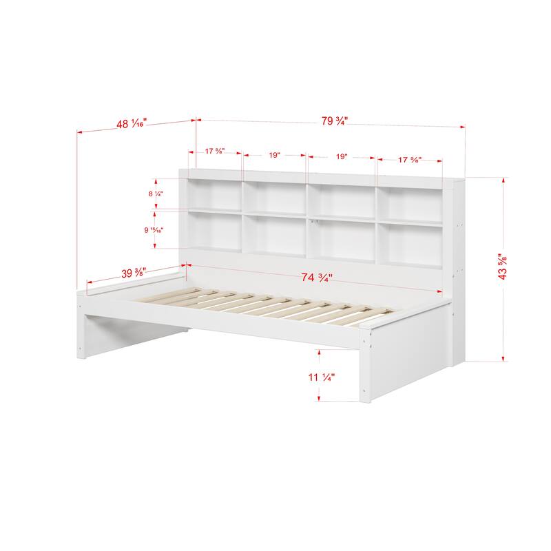 Twin Bookcase Daybed in White