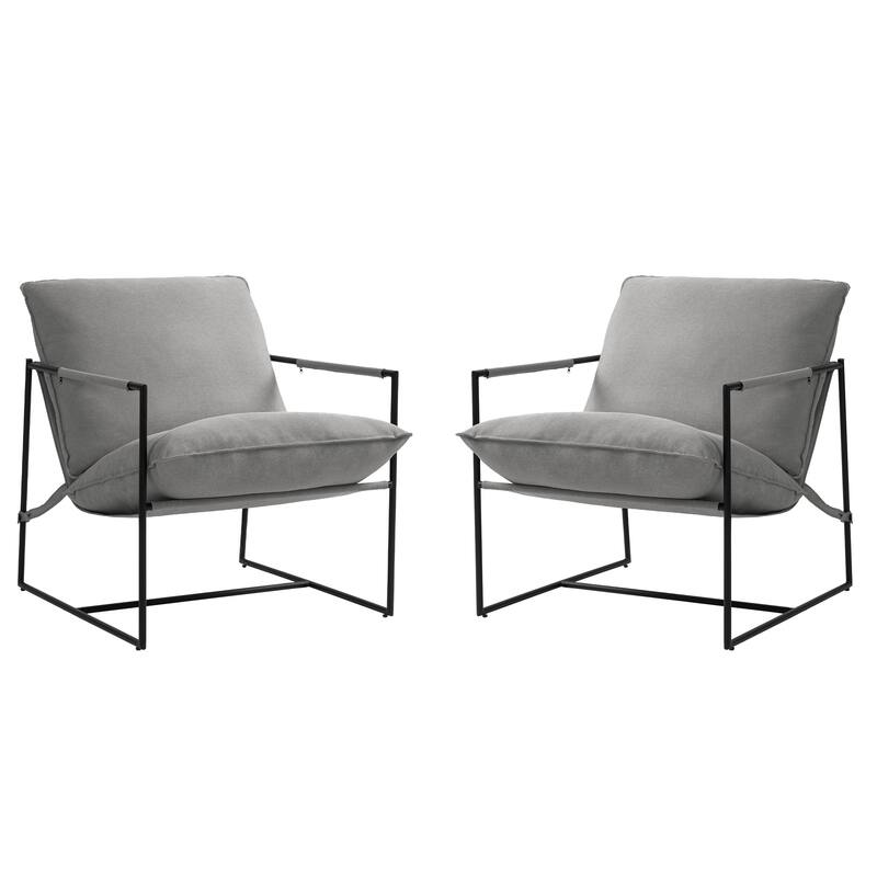 Metal Framed Armchair Sling Accent Chair Set of 2
